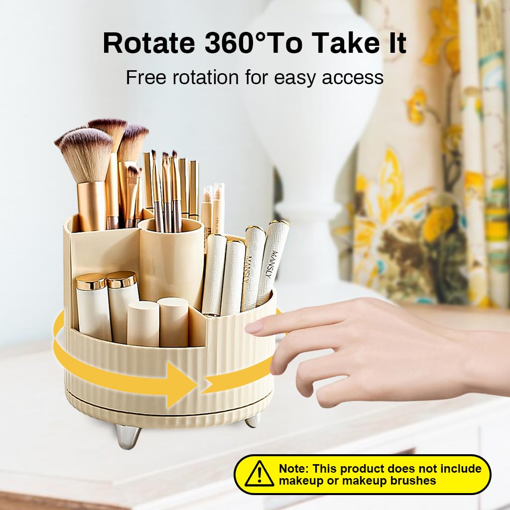 MAYCREATE Makeup Organizer Box for Vanity with 360° Rotating Design and 14.7×14.3 cm Size | ABS Storage for Women