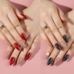 MAYCREATE 12 Colors Press on Nails Almond, Press on Nails Glossy Stiletto Oval Colored Fake Nail Tips Full Cover Artificial Fingernails (Not include Glue)