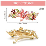 MAYCREATE Floral Hair Clips for Women with Rhinestone Embellishment 5 in Metal Barrettes | Set of 2