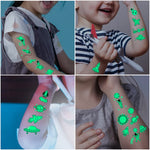 MAYCREATE Kids Tattoo Stickers for Birthday Parties featuring 10 Sheets 110x75mm Night Glow Designs