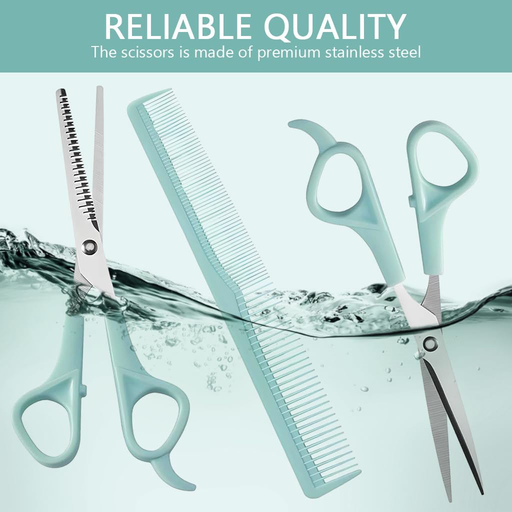 MAYCREATE Kids Hair Cutting Scissors Kit Thinning Shears and Comb Set Stainless Steel Scissors Hair Dressing Scissors Barber Kit Straight Shears Teeth Scissors Thinning Shears Tools