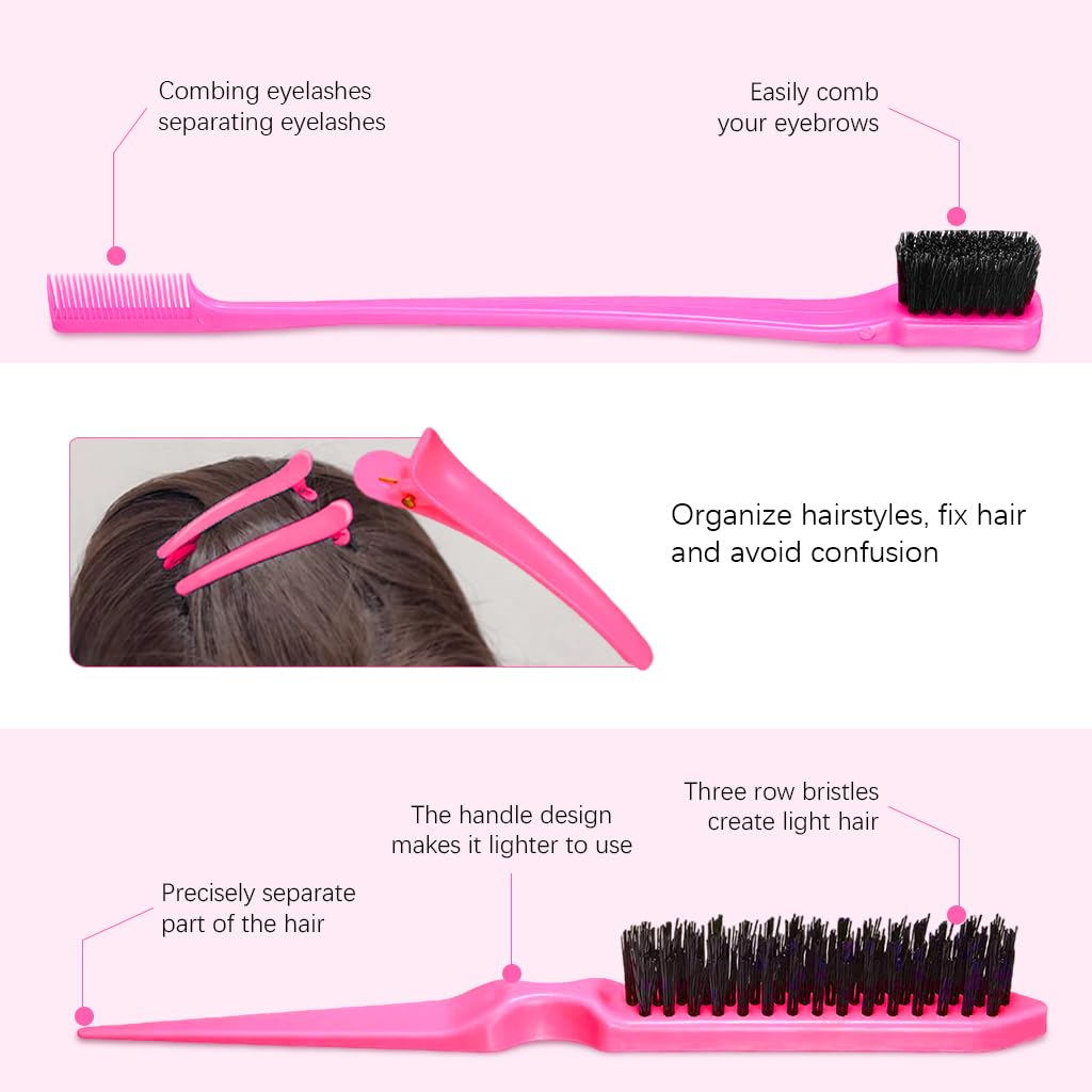 MAYCREATE Hair Brush Set for Women with 14Pcs Styling Tools featuring Rat Tail Comb & Hair Threader | Ideal for Sleek Styles and Braids