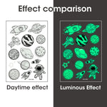 MAYCREATE 10 Sheet Kids Tattoo Sticker Night Glowing Tattoo Sticker, Cartoon Space Theme Sticker Waterproof Temporary Tattoos for Birthday Parties, Group Activities, Cartoon Tattoo Sticker