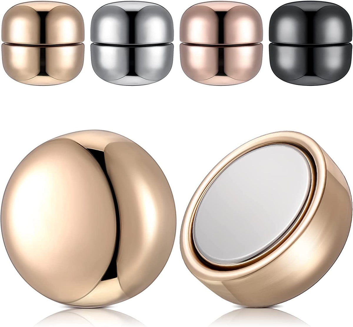 MAYCREATE 4 Pairs Multi-Use Round Magnetic Clothing Button Clips for Women Girls Hijab/Muslim Scarf,Saree Pins