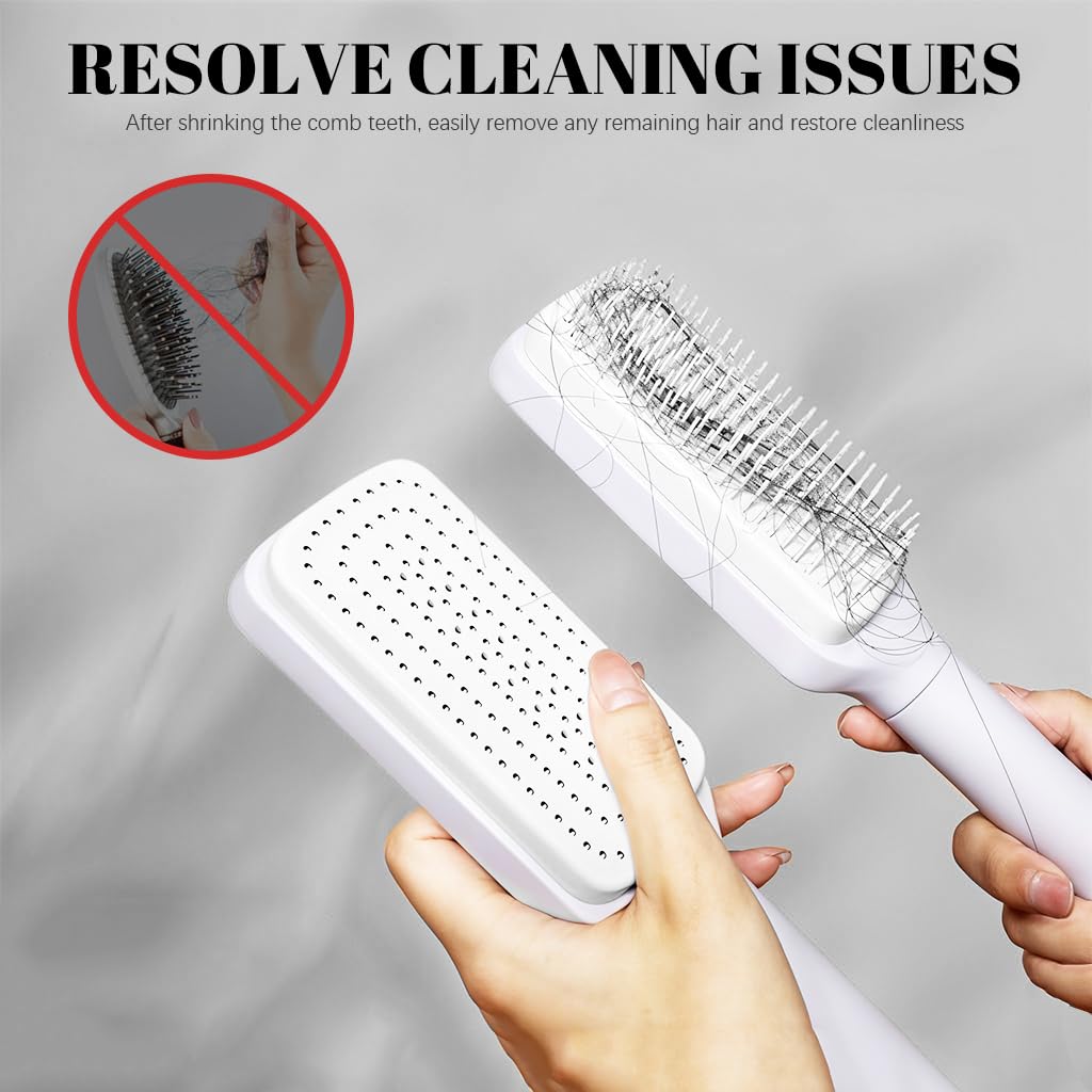 MAYCREATE Hair Brush for Travel and Styling with Retractable Self Cleaning Bristles | Anti Static Scalp Massager