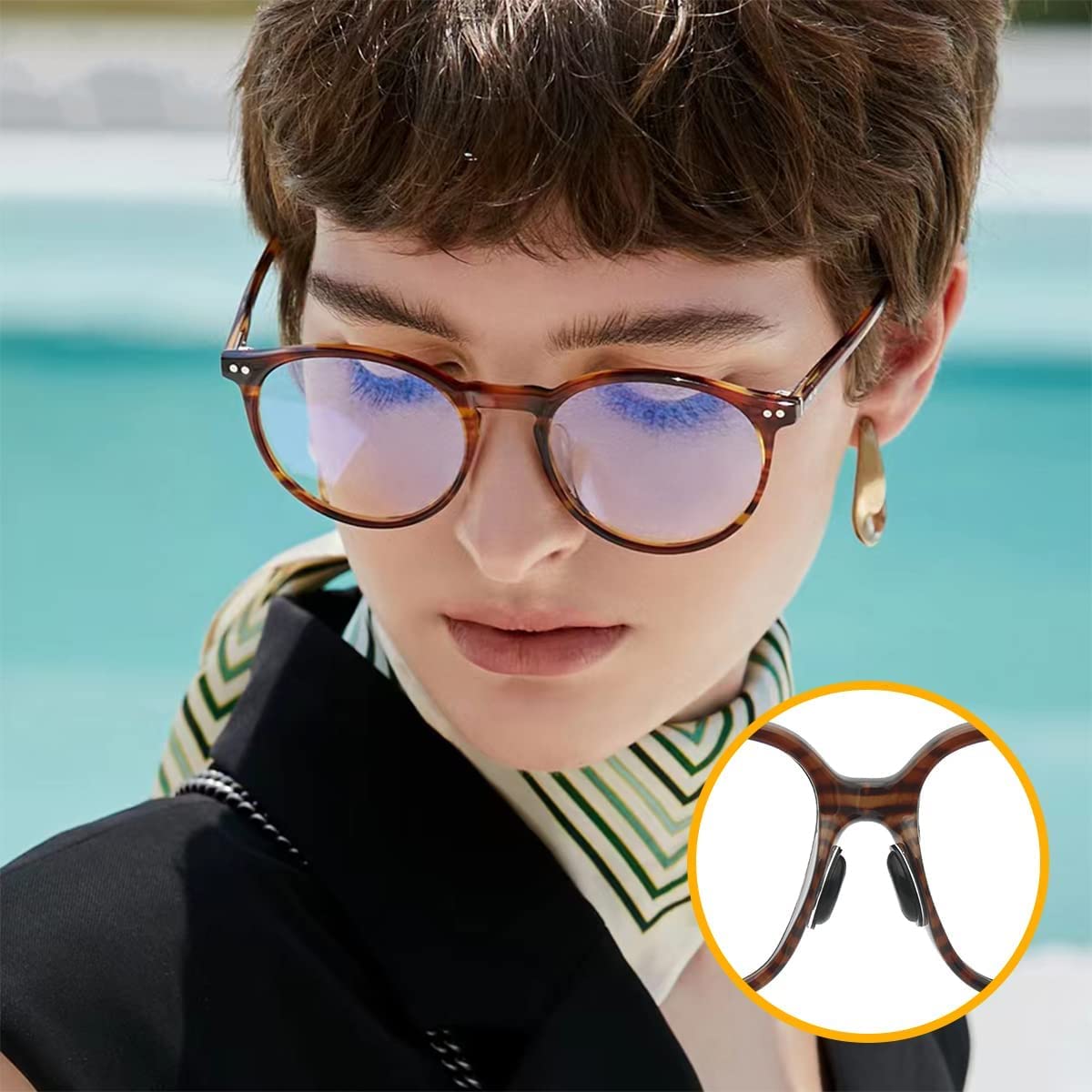 MAYCREATE Adhesive Eyeglasses Nose Pads for Glasses with D Shape 15×6×1.5 mm Black Silicone | 12 Pairs