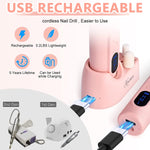 MAYCREATE Cordless Nail Drill Machine for Manicure and Pedicure with LCD Display 20000rpm | USB Rechargeable Kit