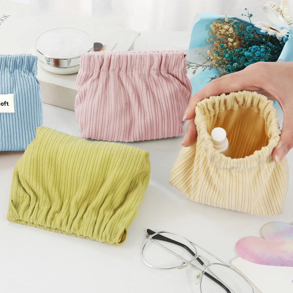 MAYCREATE 4pcs Corduroy Storage Pouch Coin Bags Corduroy Storage Bag Easy Squeeze Open Bag Cash Bag Small Jewelry Organizer Bag Coin Bag Travel Makeup Storage Pouch
