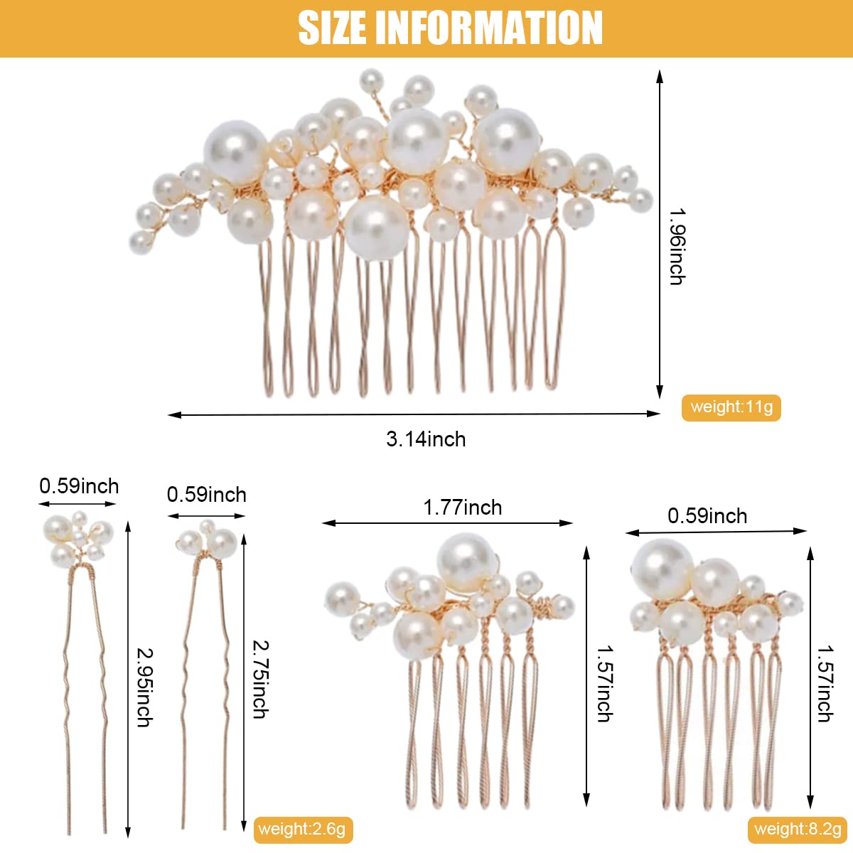 MAYCREATE 5Pcs Bridal Hair Accessories for Women,Stylish Hair Comb Clips Hair Pins for Women and Girls,party Bridesmaid Faux Pearl Hair Bun Pins Hair Jewellery