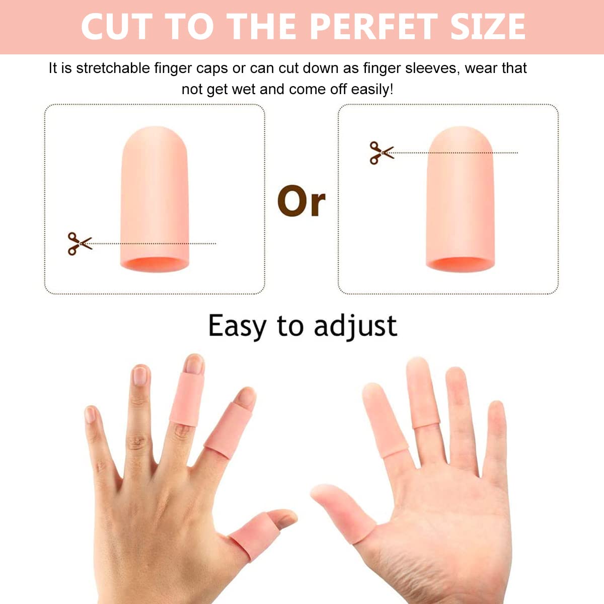MAYCREATE Gel Finger Protector Gloves for Cracked or Arthritic Fingers with 10pcs Set | Soft Silicone Covers in White