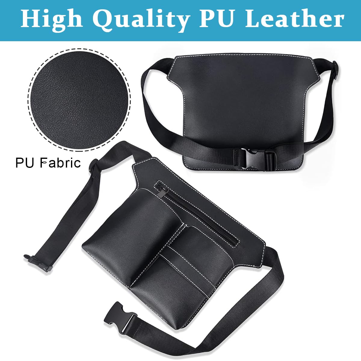 MAYCREATE Hairdresser Scissor Bag with 5 Sleeves and Adjustable Waist Belt | PU Leather Holster for Salon Tools