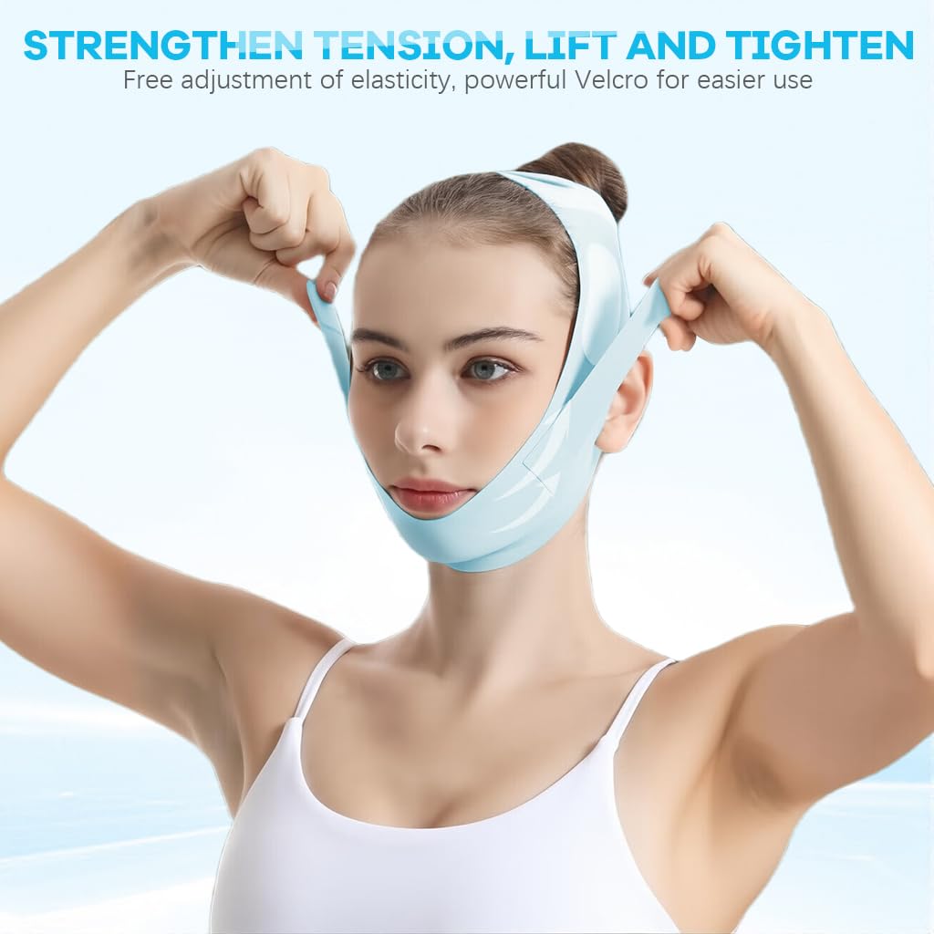 MAYCREATE Double Chin Reducer for 30 Minute Daily Use featuring Adjustable Jawline Lifting Strap | Firming Mask for Sleeping and Facial Sculpting