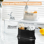 MAYCREATE Cotton Swab Holder, 2 Grids Cotton Ball Box with Lid, Cosmetic Storage Case for Cotton Ball, Cotton Swabs, Floss, Makeup Pads