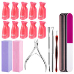 MAYCREATE Gel Nail Polish Remover Kit with Nail Clips, Cuticle Pusher and Cutter, Nail Files and Nail Buffer Tools Set for Home/Salon Nail Art Remover Supplies Nail Care Kit