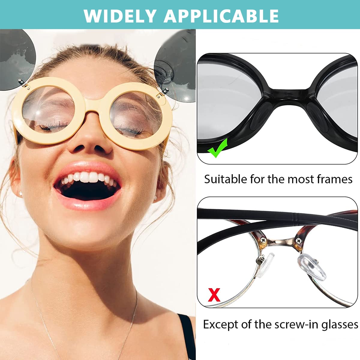 MAYCREATE Adhesive Eyeglasses Nose Pads for Glasses with D Shape 15×6×1.5 mm Black Silicone | 12 Pairs