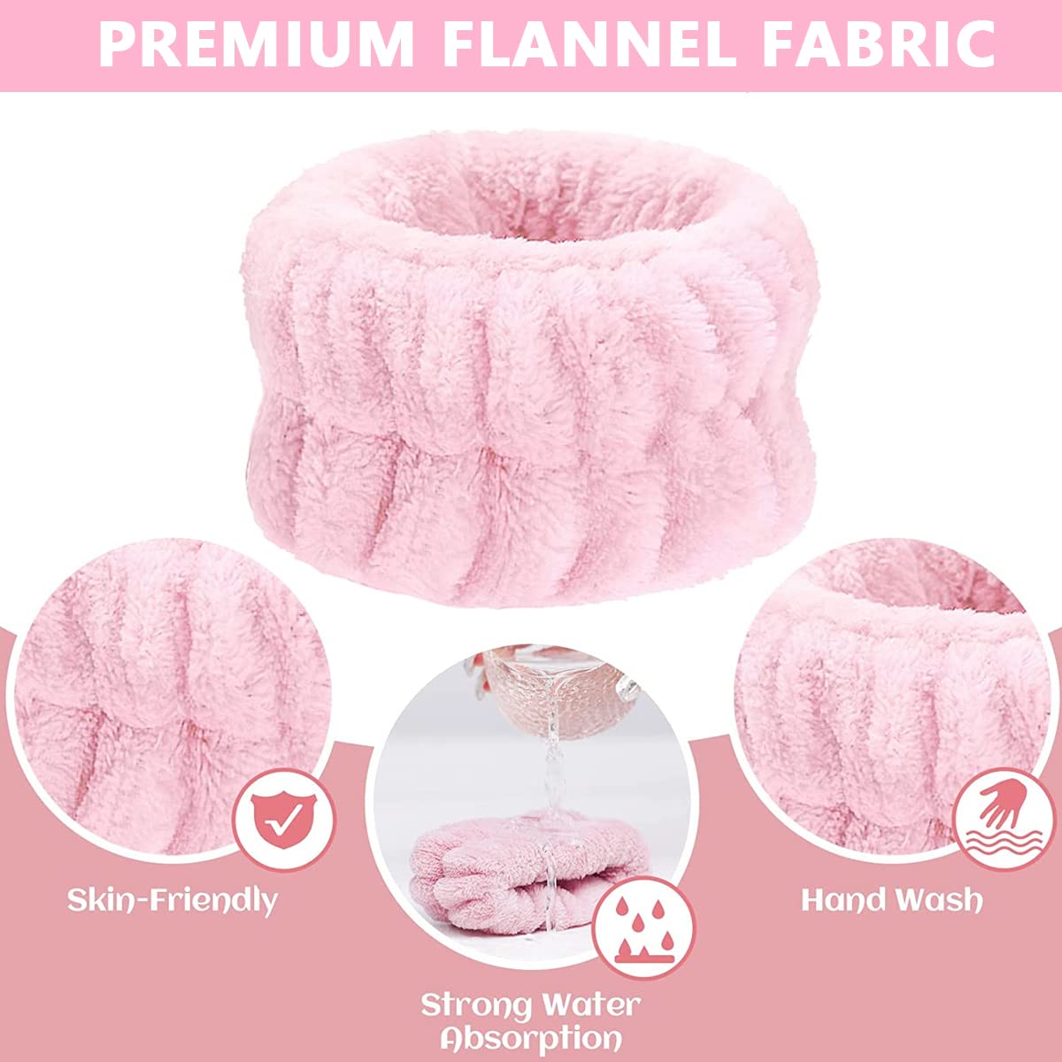 MAYCREATE 2 Pairs Wrist Spa Washband Microfiber Wrist Wash Towel Band Wristband for Washing Face Absorbent Wrist Sweatband for Women Girls, Prevent Liquid from Spilling (Blue+Pink)