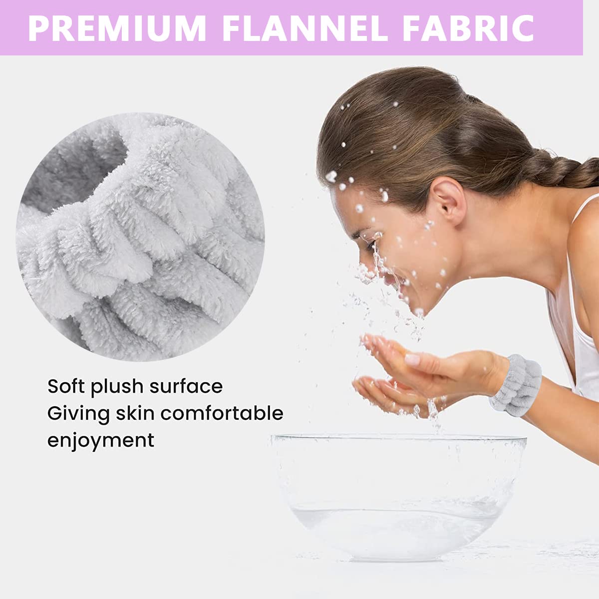 MAYCREATE Spa Wrist Band Set for Face Wash and Fitness with 2 Pairs in Purple and Gray | Super Absorbent for Women and Girls