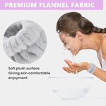 MAYCREATE 2 Pairs Spa Wrist Band for Women Face Wash Wristband Super Absorbent Facial Wrist Wash Band Towel Sweat Wrist Band for Girls Face Washing, Yoga, Fitness (Purple+ Gray)