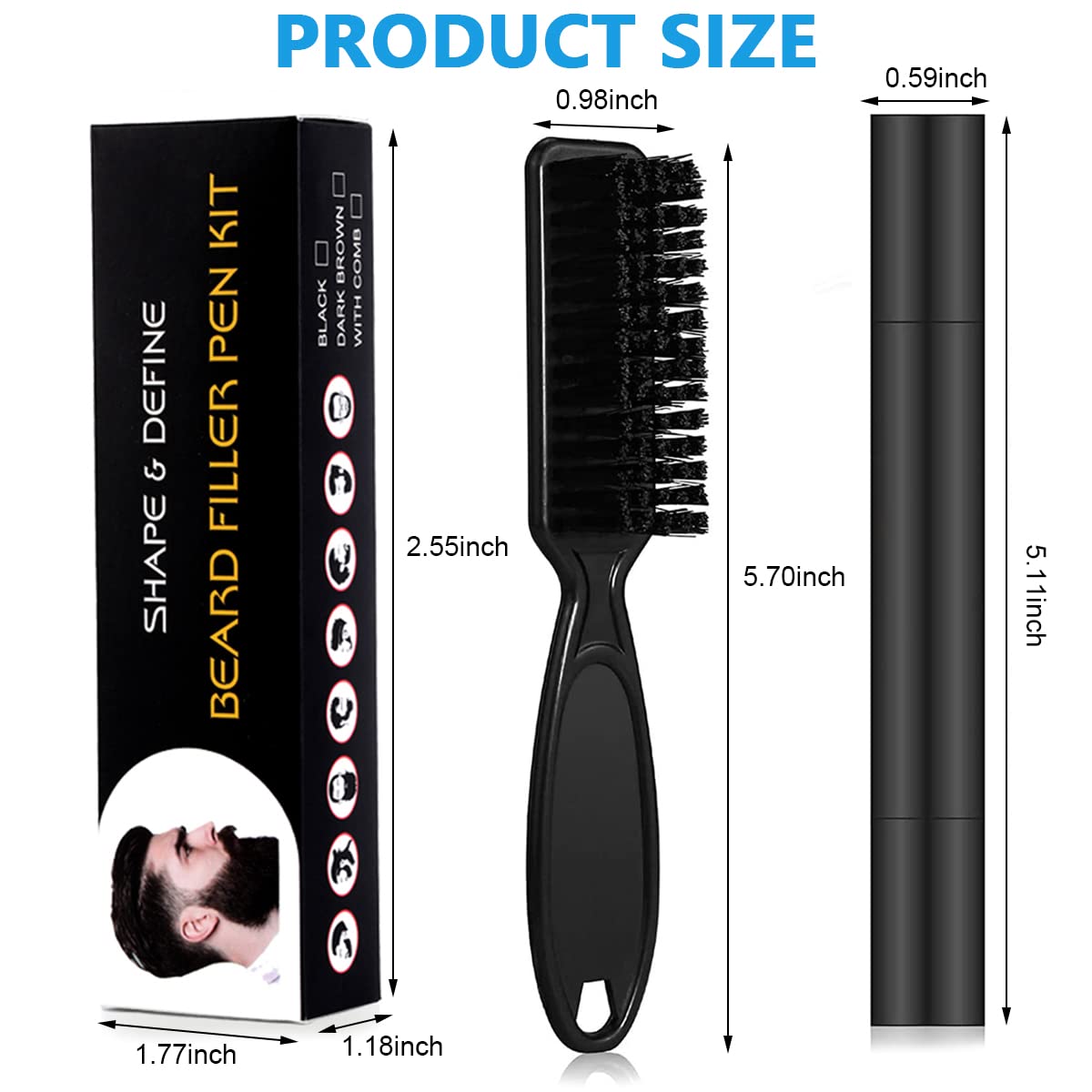 MAYCREATE Beard Pencil Filler with 2 Pen Nibs and Brush for Natural Beard Shaping | Coffee
