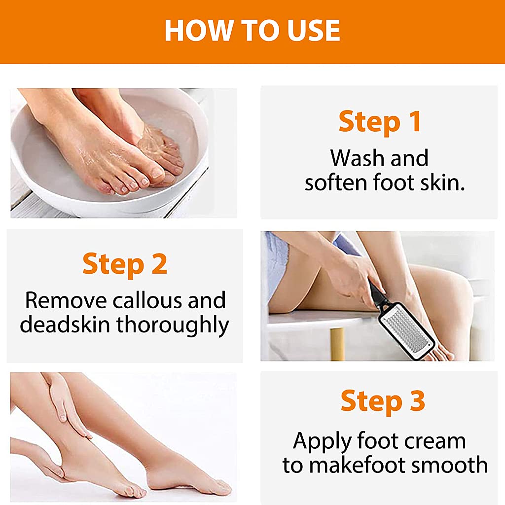 MAYCREATE Foot Scrubber for Dead Skin with Ergonomic Curved Design and 11×3 in Stainless Steel File | Callus Remover for Cracked Heels