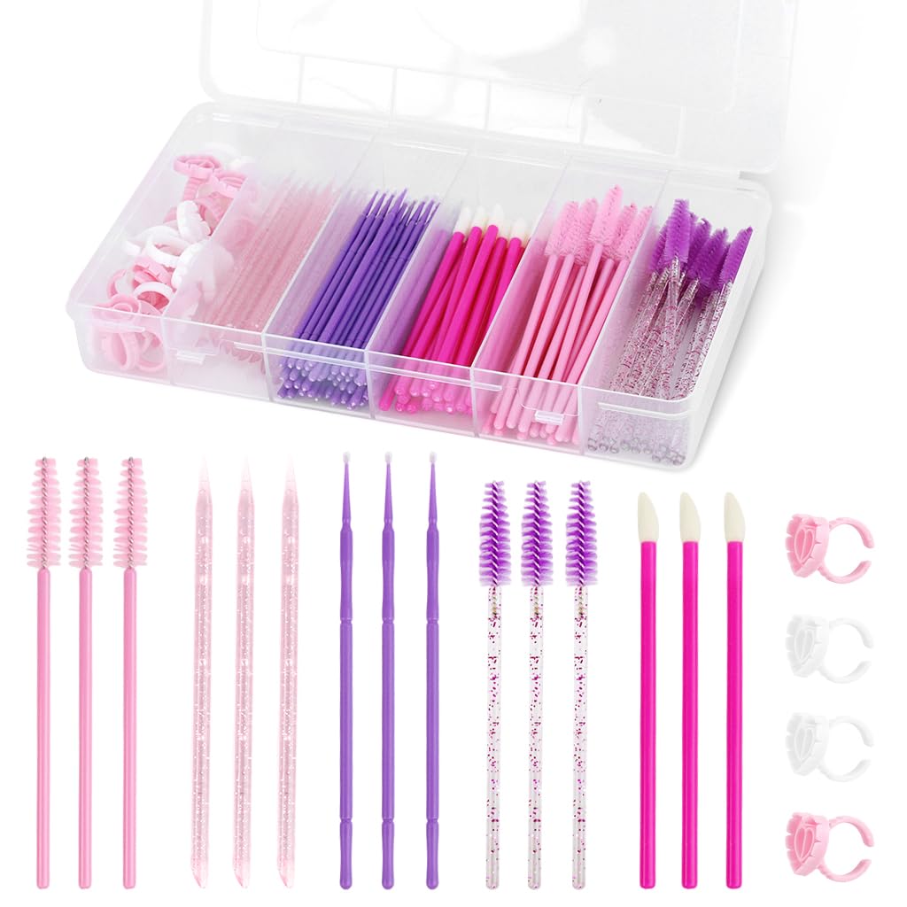 MAYCREATE Makeup Tools Kit for Travel with Pink Brushes and Applicators | Compact Storage Box