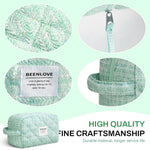 MAYCREATE Cotton Bra Organizer Bag for Travel with 3 Compartments 24x11x15 cm | Green Lingerie Storage