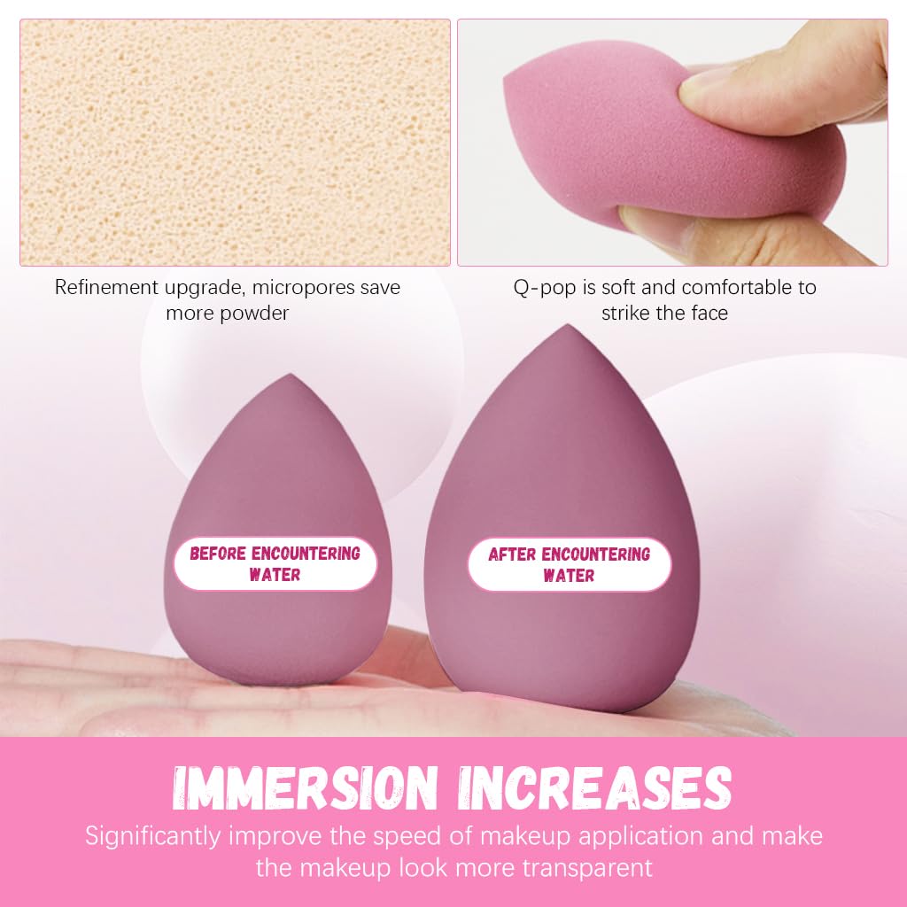 MAYCREATE Makeup Sponge Set for Foundation and Powder Blending featuring Triangular Puff | 14 Pcs Pink Tools for Women