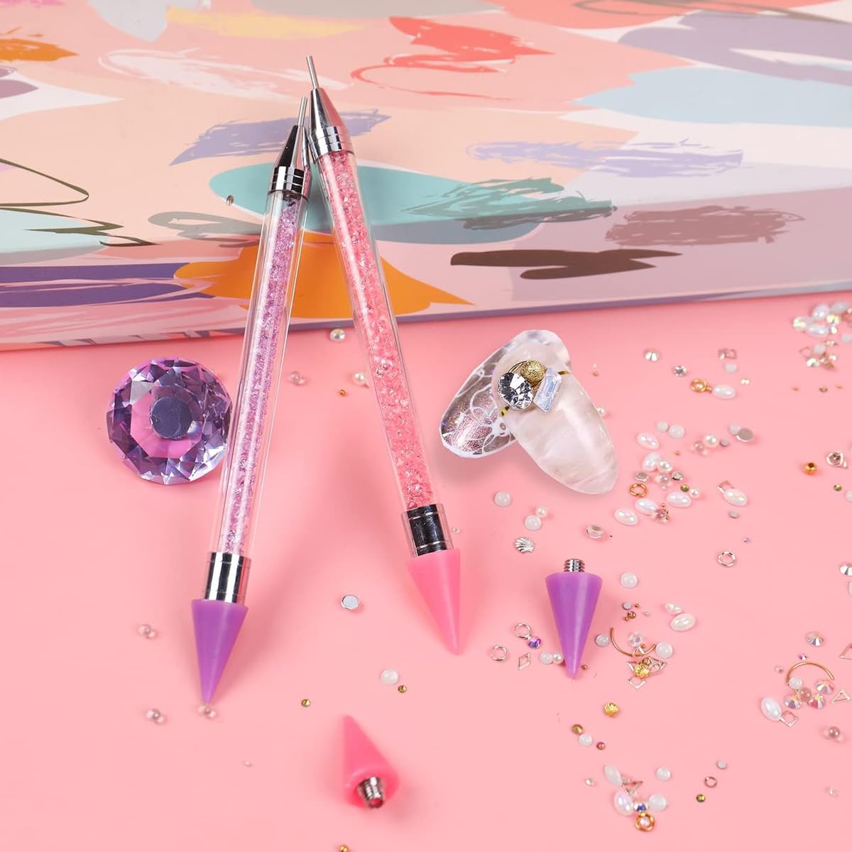 MAYCREATE Nail Art Tools for Diamond Painting with Dual Ended 5.6 in Pens | Acrylic Handle