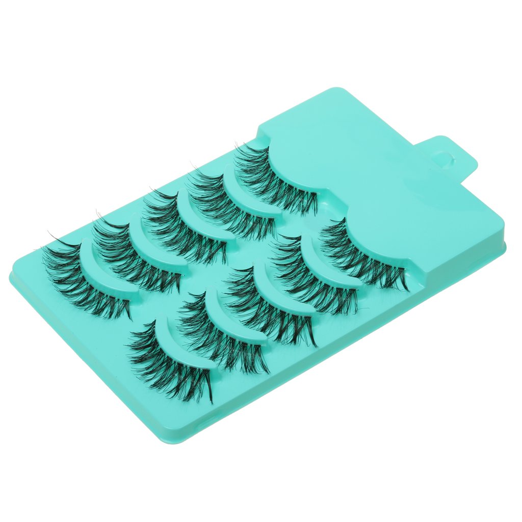 MAYCREATE 5 Pairs Beauty Makeup Handmade Messy Cross Style False Eyelashes Green