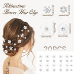 MAYCREATE Hair Clips for Girls with Buckle Clamp Design and Rhinestone Floral Accents | 20pcs White Styling Barrettes