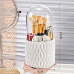 MAYCREATE Makeup Brush Holder Organizer with Lid, 360° Rotatable 4-Grid Cosmetic Makeup Brushes Storage Case Stand for Vanity or Bathroom - Dustproof & Waterproof, White