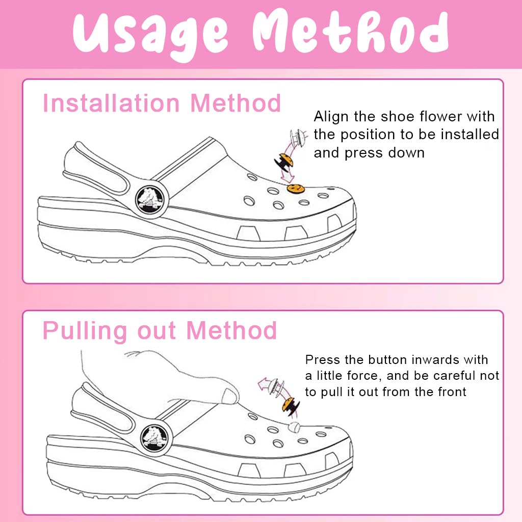 MAYCREATE 35pcs Pink Shoe Decoration Charms for Bubble Slides Sandals Clogs