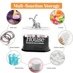 MAYCREATE Cotton Swab Holder, 2 Grids Cotton Ball Box with Lid, Cosmetic Storage Case for Cotton Ball, Cotton Swabs, Floss, Makeup Pads