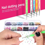 MAYCREATE Nail Art Stamping Kit 3D Nail Art Decorations Kit with Nail Art Brushes Dotting Tools Holographic Nail Art Stickers Nail Foil Tape Strips and Nails Art Rhinestones (39pcs)