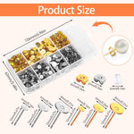 MAYCREATE Earring Jewellery Making Kit 2000 Pieces with Storage Box and 3 Sizes Stainless Steel Backs | Gold and Silver DIY Stud Earring Supplies