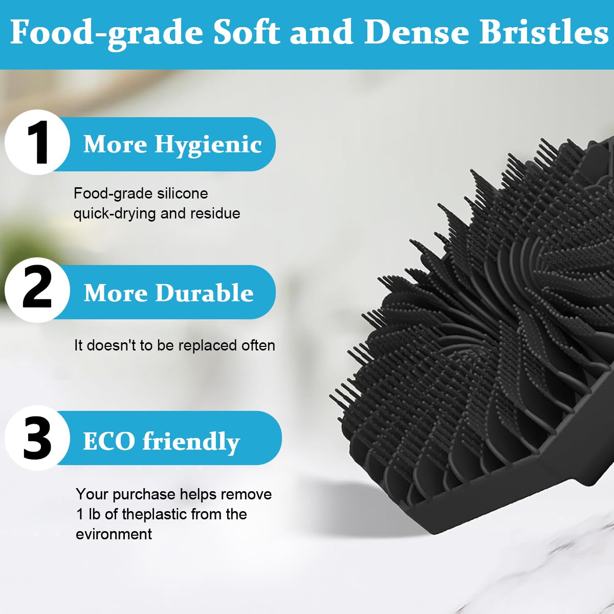 MAYCREATE Silicone Body Scrubber for Sensitive Skin with Soft Massage Bristles | 3PCS Gentle Black Exfoliating Pad