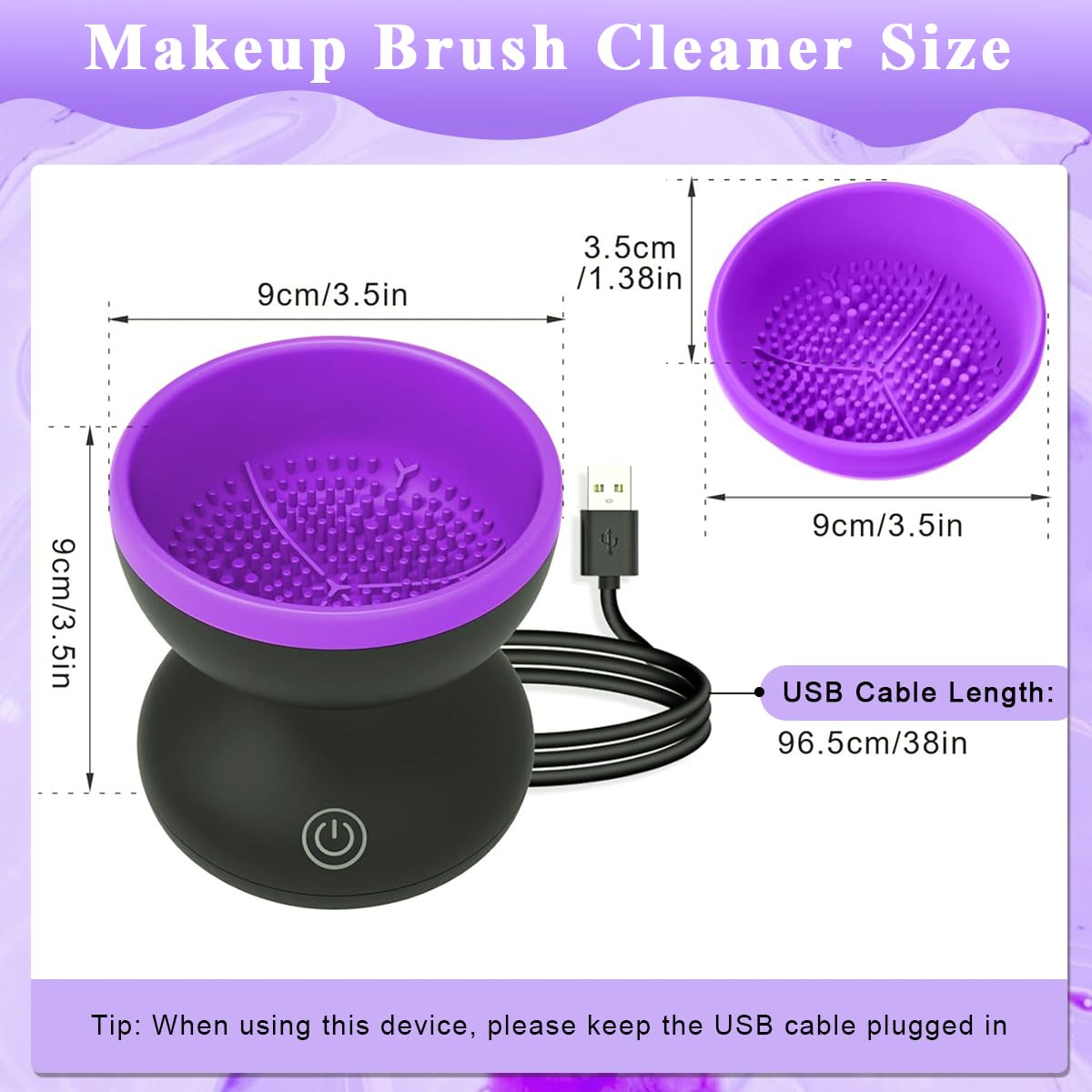 MAYCREATE Electric Makeup Brush Cleaner for All Sizes with 240 Silicone Heads | USB Spin Cup