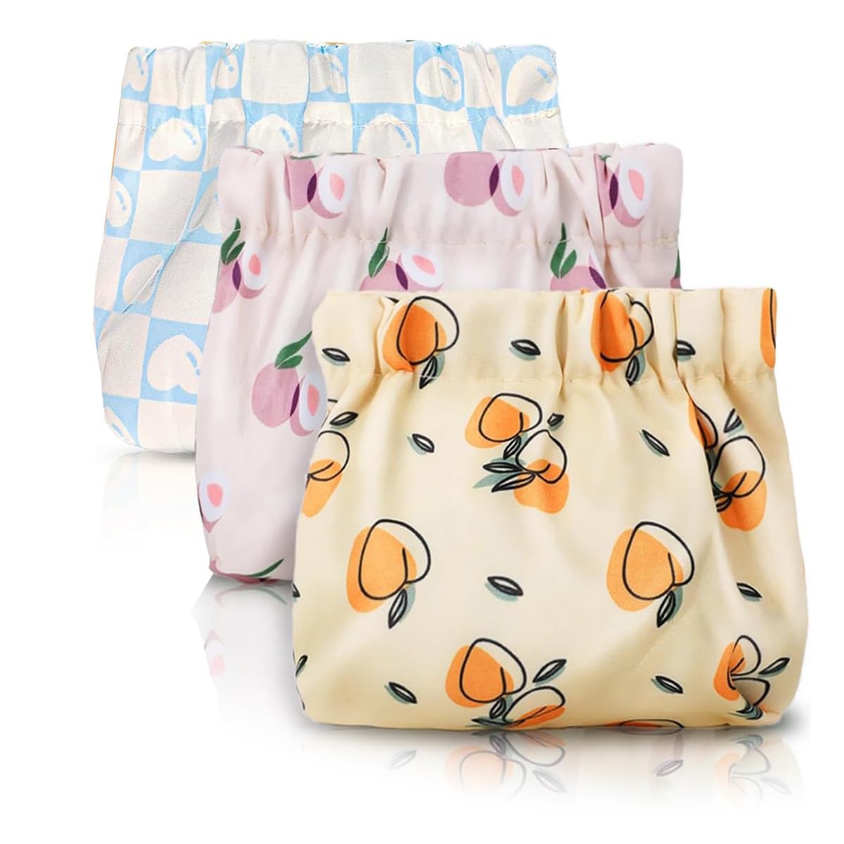 MAYCREATE 3pcs Small Pouches for Women, Mini Cosmetic Makeup Pouch for Girls, Stylish Prints Lipstick Coin Pouch, Squeeze Open Jewelry Storage Bag Hair Accessories Organizer