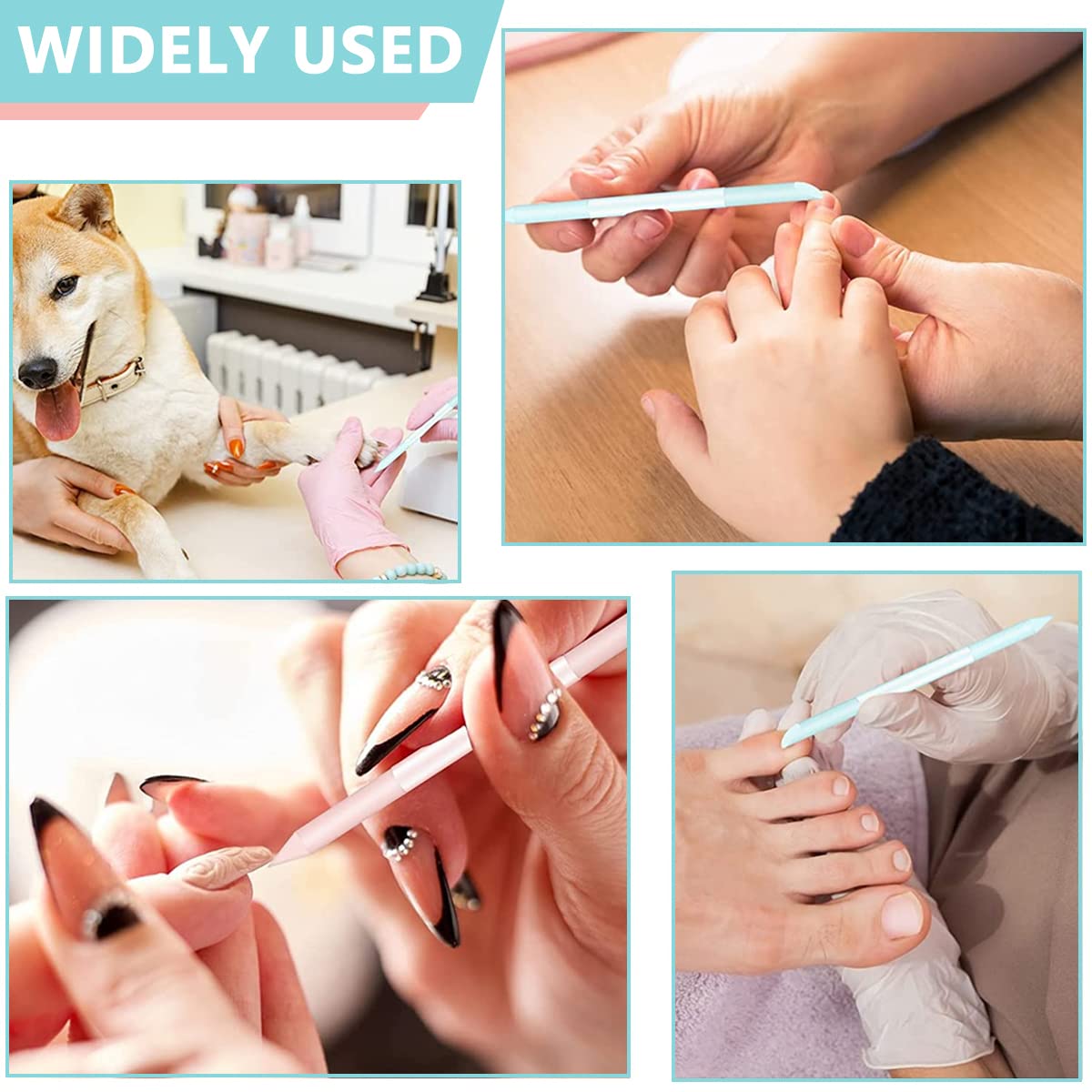 MAYCREATE 3pcs Glass Nail File Nail Filer Double Ends Cuticle Pusher Nail Filer Crystal Column Nail Filer Cuticle Pusher Manicure Tool