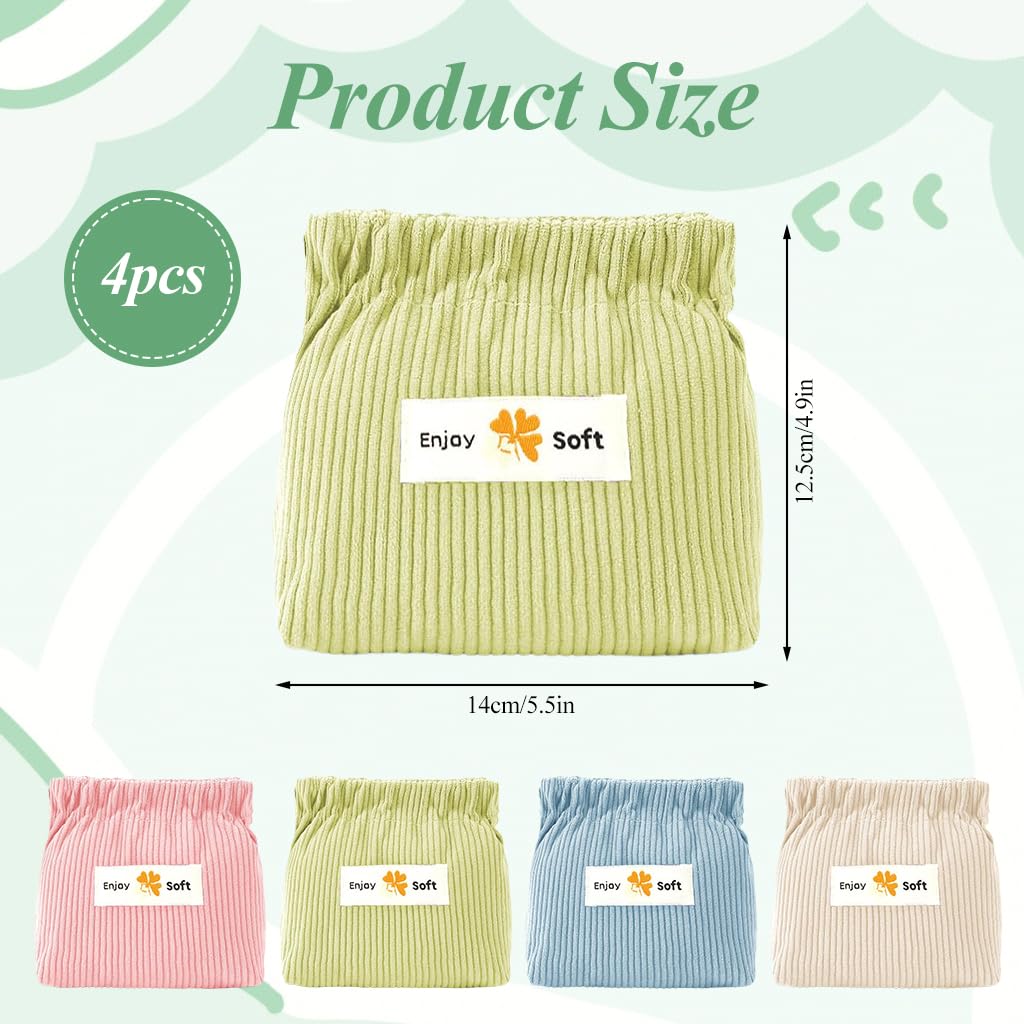 MAYCREATE 4pcs Corduroy Storage Pouch Coin Bags Corduroy Storage Bag Easy Squeeze Open Bag Cash Bag Small Jewelry Organizer Bag Coin Bag Travel Makeup Storage Pouch
