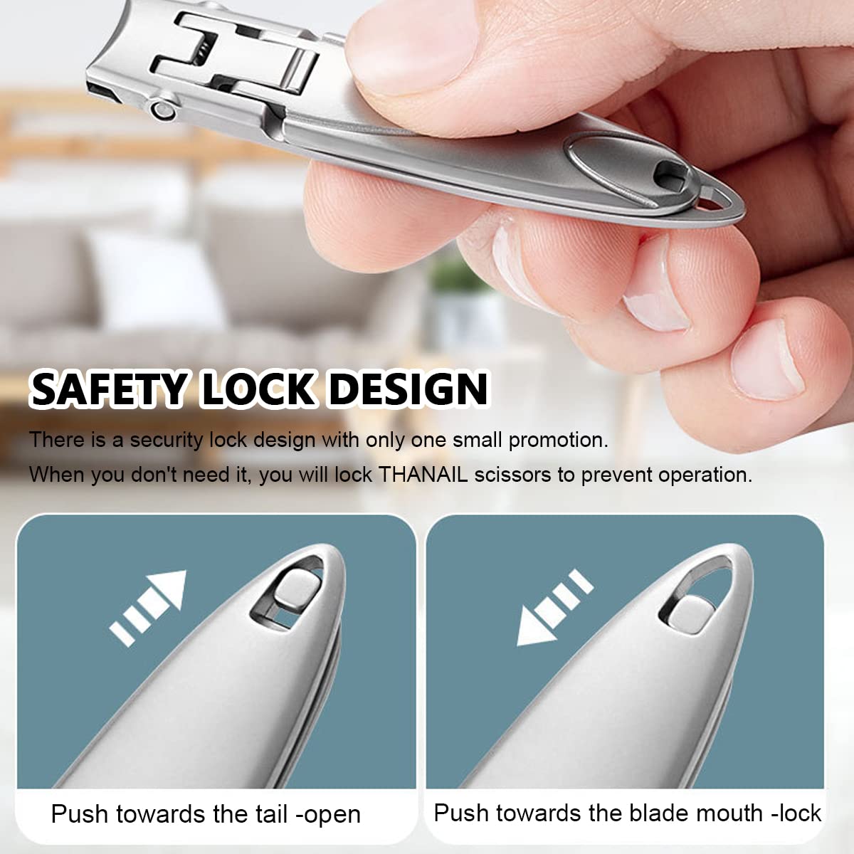 MAYCREATE Nail Cutter for Men with 6.2×1.4 cm Wide Jaw Opening and Anti Splash Lock | Stainless Steel Foldable Travel Trimmer