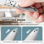 MAYCREATE Nail Cutter for Men with 6.2×1.4 cm Wide Jaw Opening and Anti Splash Lock | Stainless Steel Foldable Travel Trimmer
