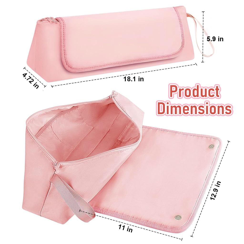 MAYCREATE Hair Tools Travel Bag for Flat Irons, Straighteners, Curling Iron, and Haircare Accessories, 2-in-1 design, with Interior Pockets, Portable Organizer, Pink