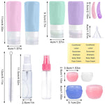 MAYCREATE Travel Bottles for Toiletries Set of 14pcs, Silicone Travel Toiletry Bottles, Upgraded Leak Proof Squeezable Container Spray Bottle for Shampoo, Gel, Cream, Lotion Dispenser with Tools Set