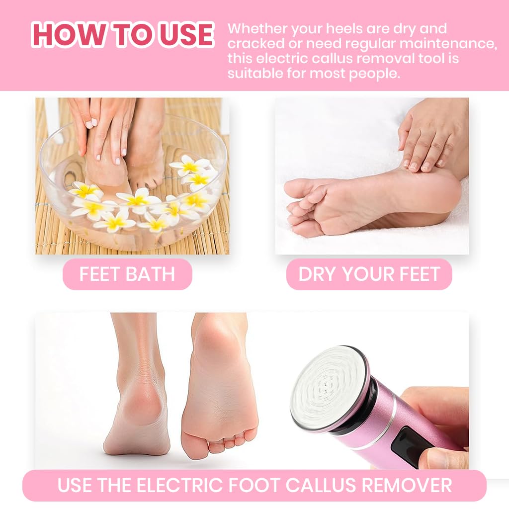 MAYCREATE Electric Foot File for Smooth Feet with 2 Speed Modes and Nano Glass Head | USB Rechargeable 800mAh Pedicure Tool
