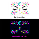 MAYCREATE 8-Sheet UV Neon Face Tattoo Sticker Temporary Tattoos, Glow in the Dark Face Tattoos, Butterfly Mermaid Fluorescence Fake Tattoo Stickers for Halloween Rave Festival Party Supplies