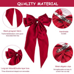 MAYCREATE Large Satin Hair Bows for Women Girls Silk-Like Stylish French Bow Hair Clip Bowknot Hair Barrettes Big Ribbon Bow with Long Tail (Red)