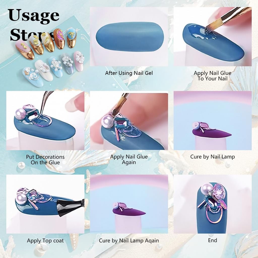 MAYCREATE Beach Nail Art Charms for DIY Manicure with 3D Metal Ocean Designs | Dual Tone Boho Style