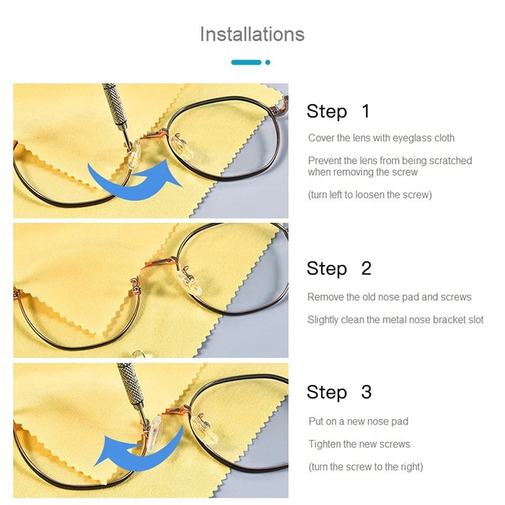 MAYCREATE Eyeglasses Nosepad Repairing Kit, 35pcs Silicone Nosepad,with 3 in 1 Screwdriver,Screws Tweezers, Antiskid Earhook, Glasses Cloth,Grid Box Storage Organizer (5 shape)