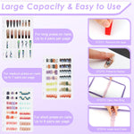 MAYCREATE Press On Nail Organizer with 4 Insert Pages for Nail Display and Storage | Purple